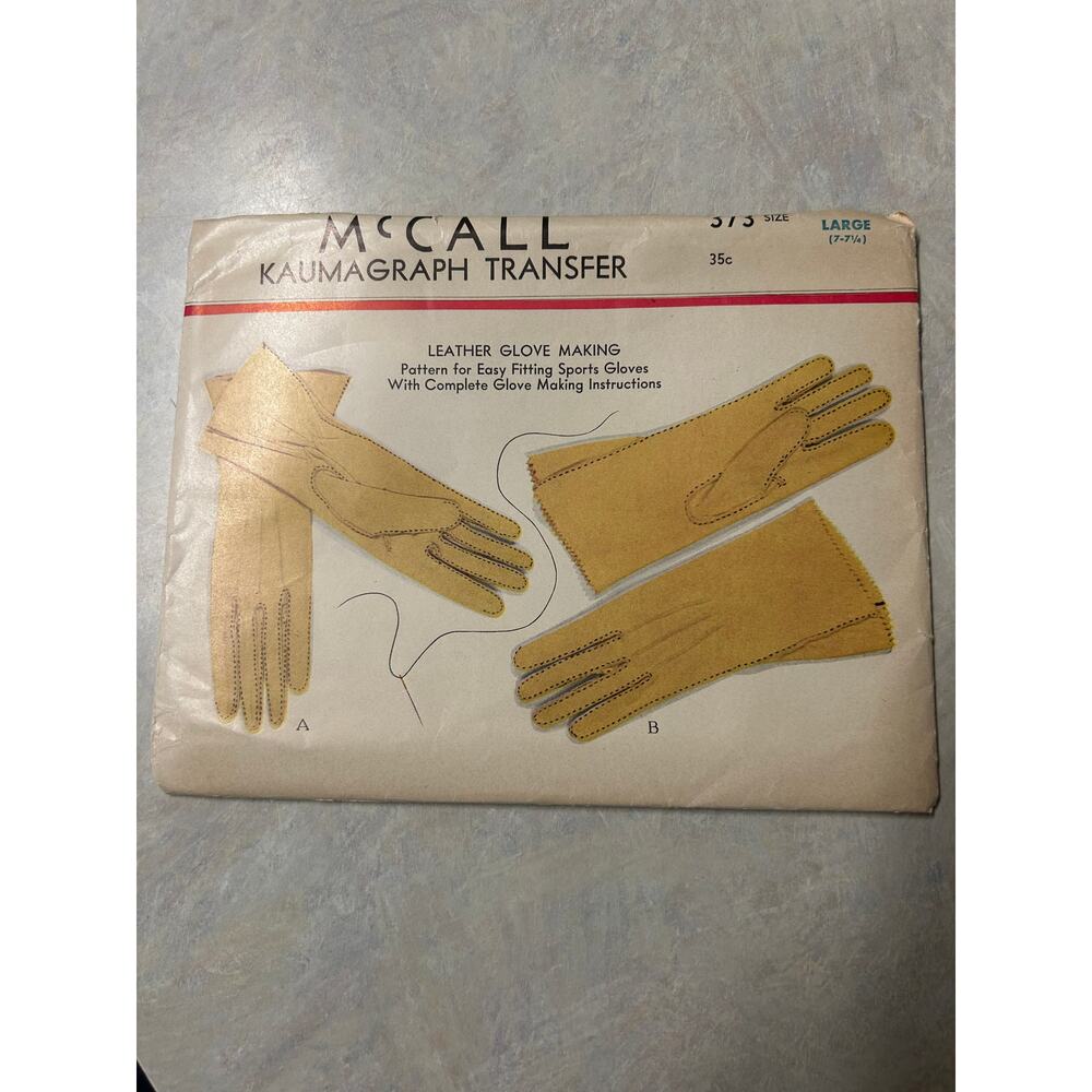 Vintage 1936 Kaumagraph McCall‎ Pattern #373 Handstitched Gloves Large (7-7.25)